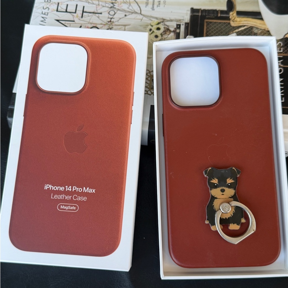 Apple iPhone 14 Pro Max Leather Case - Reddish Brown